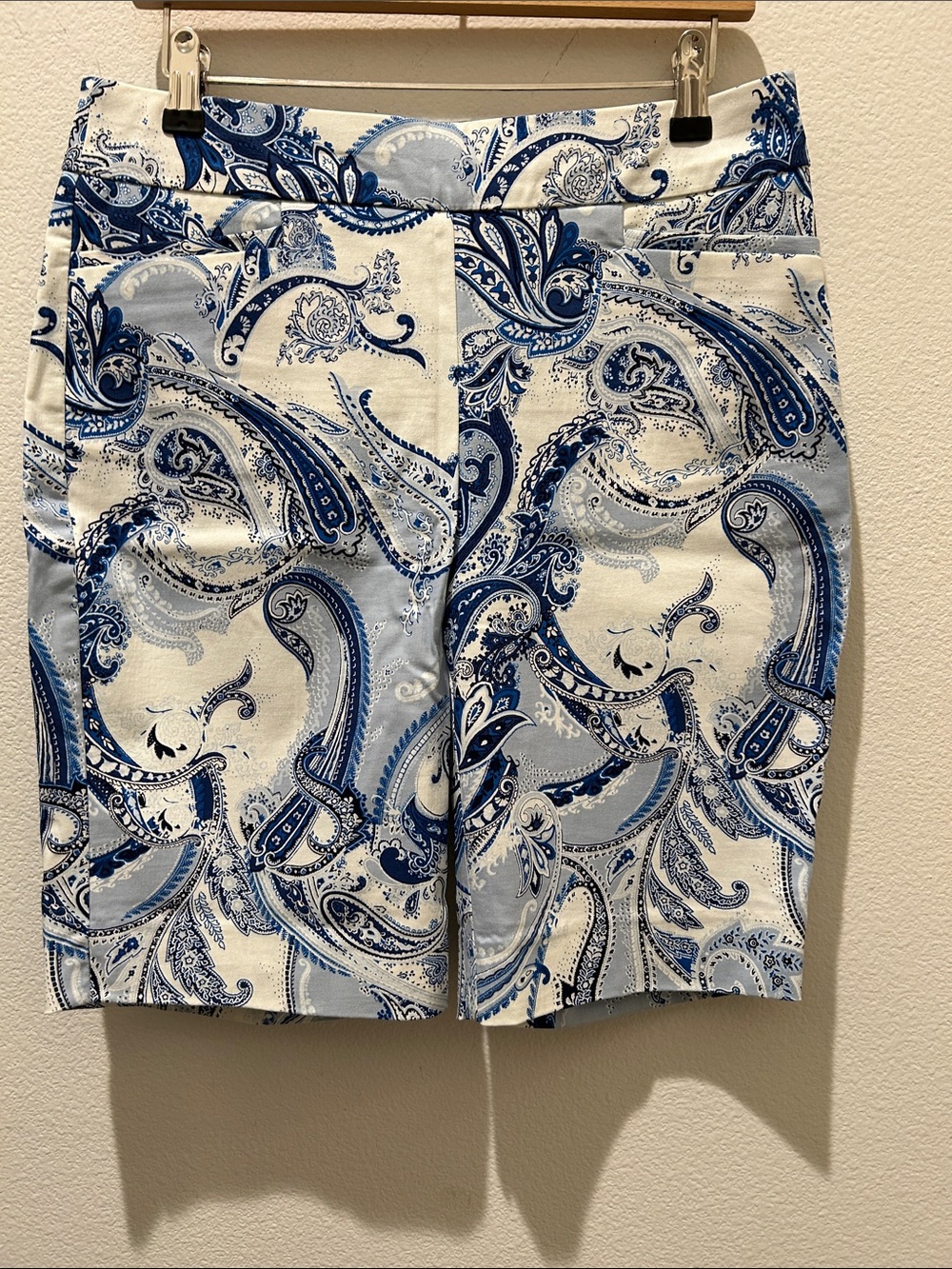 Chico’s Blue Paisley Print Bermuda Shorts